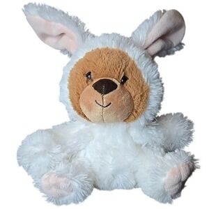 Aurora Lil Benny Bunny Plush 9", White/Brown, Teddy Bear Easter Bunny